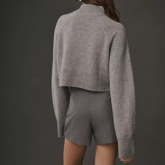 Reformation Garrett Cashmere Cropped Turtleneck Sweater Grey XS - Picture 4 of 10